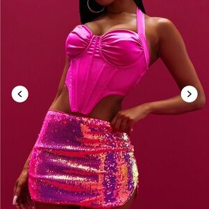 Fashion Nova Vibrant Pink Sequin Mini Skirt